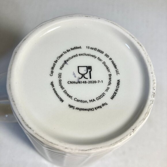 Dunkin' Donuts Ceramic Coffee Cup Take Life One Cup At a Time Yellow White - Picture 8 of 10